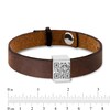Thumbnail Image 4 of QR Code Engravable Sliding Accent Black or Brown Leather Bracelet in Sterling Silver (1 Message and Line) - 8.5"