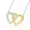 Thumbnail Image 2 of Diamond Accent Double Linked Heart Necklace in Sterling Silver and 14K Gold Plate