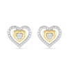 Diamond Accent Double Heart Stud Earrings in Sterling Silver and 14K Gold Plate
