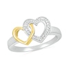 Thumbnail Image 0 of Diamond Accent Double Interlocking Heart Ring in Sterling Silver and 14K Gold Plate