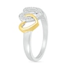 Thumbnail Image 2 of Diamond Accent Double Interlocking Heart Ring in Sterling Silver and 14K Gold Plate