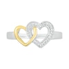 Thumbnail Image 2 of Diamond Accent Double Interlocking Heart Ring in Sterling Silver and 14K Gold Plate