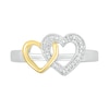 Thumbnail Image 3 of Diamond Accent Double Interlocking Heart Ring in Sterling Silver and 14K Gold Plate