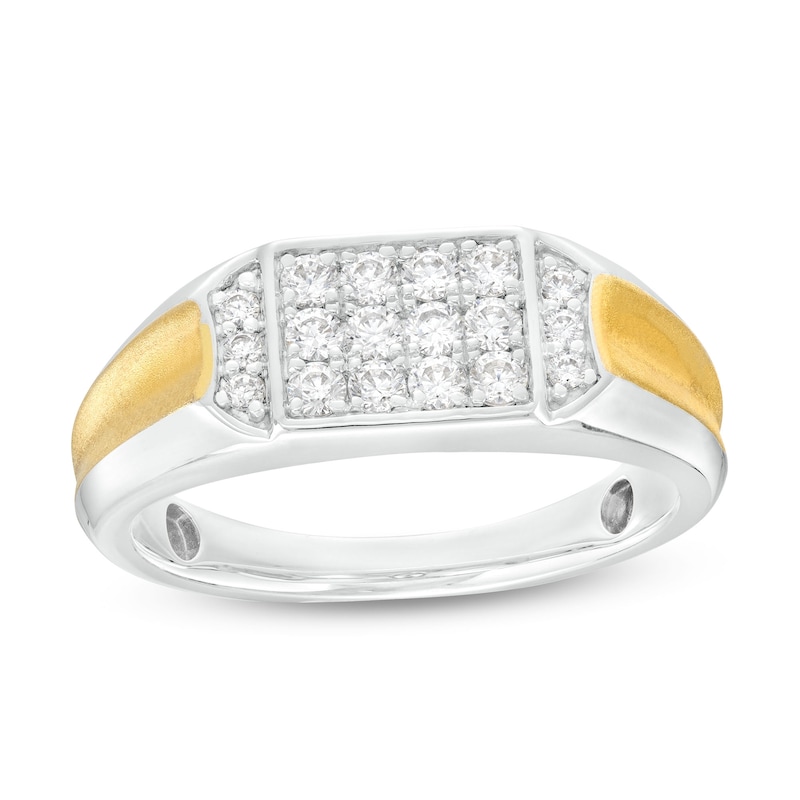 Men's 0.45 CT. T.W. Rectangular Multi-Diamond Concave Collar Ring in 10K Two-Tone Gold|Peoples Jewellers