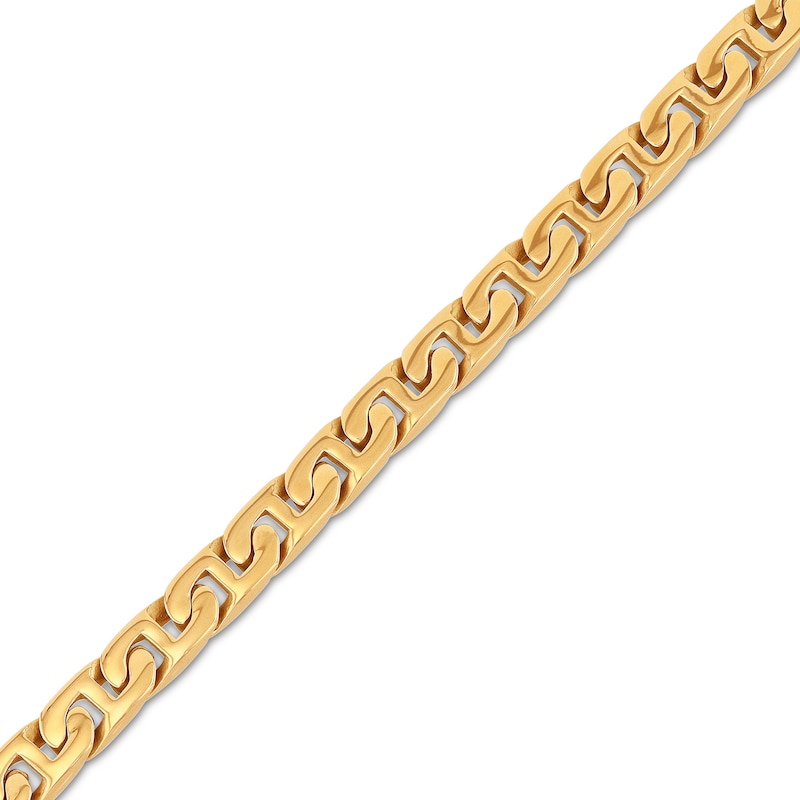 Main Image 2 of Men's 6.5mm Flat Mariner Chain Necklace in Solid Stainless Steel  with Yellow IP - 24"