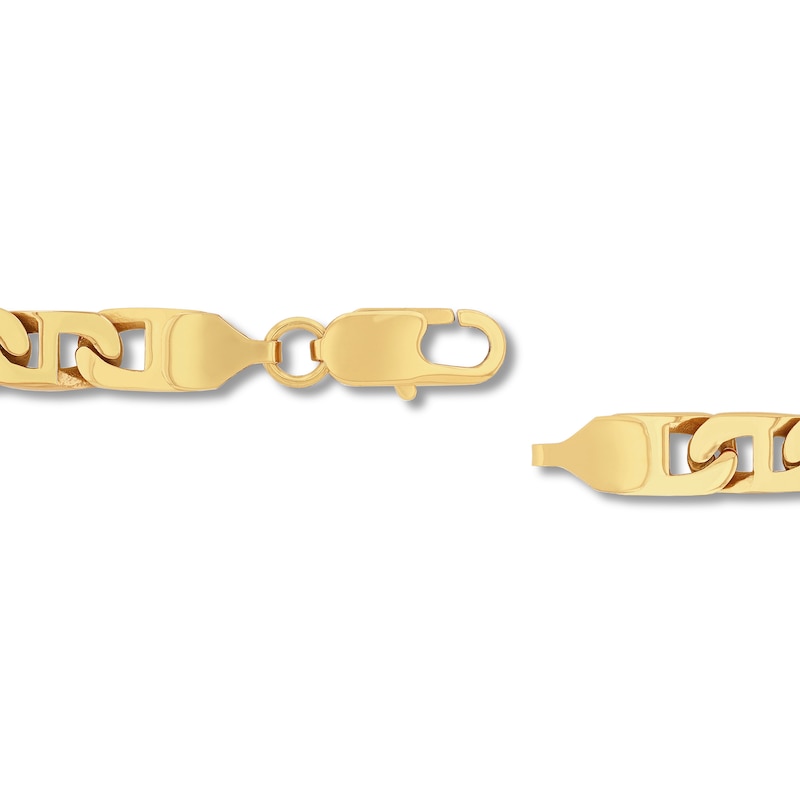 Main Image 3 of Men's 6.5mm Flat Mariner Chain Necklace in Solid Stainless Steel  with Yellow IP - 24"
