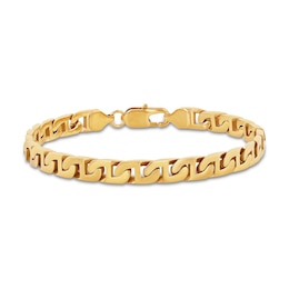 Men’s 6.5mm Solid Flat Mariner Chain Bracelet in Stainless Steel with Yellow IP – 8.5&quot;