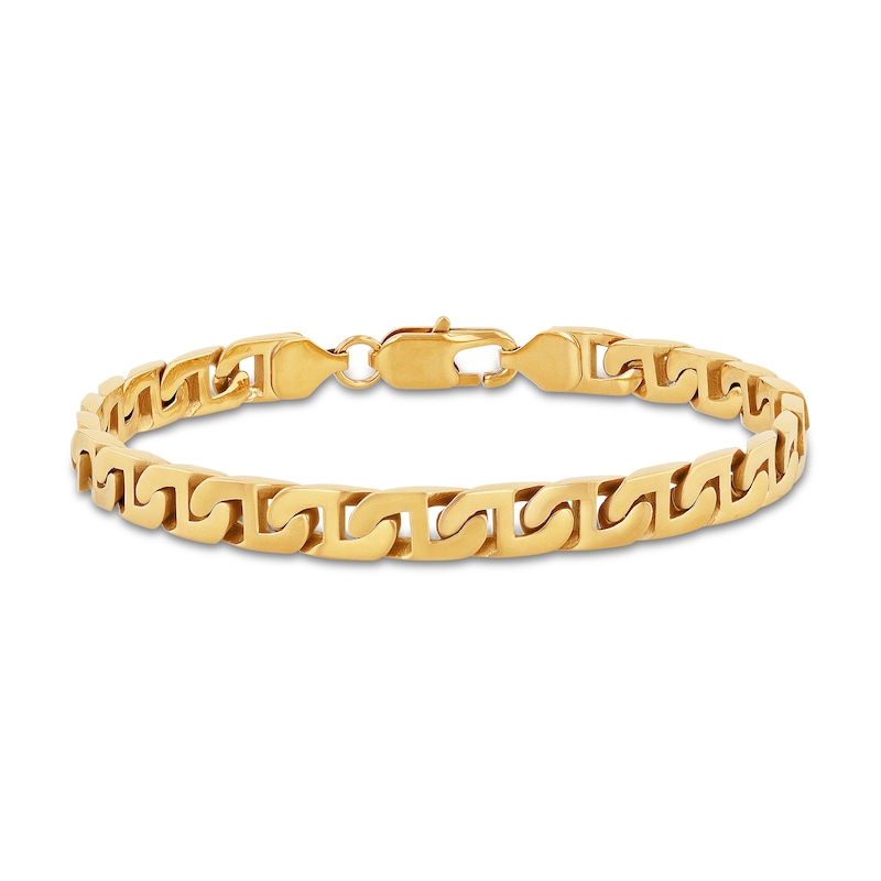 Men’s 6.5mm Flat Mariner Chain Bracelet in Solid Stainless Steel  with Yellow IP – 8.5"