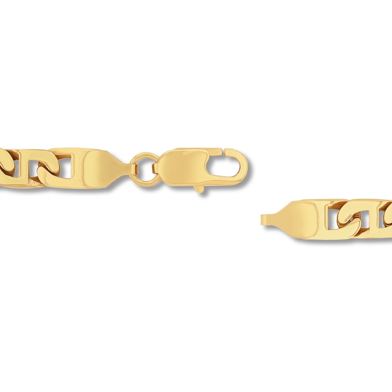 Men’s 6.5mm Flat Mariner Chain Bracelet in Solid Stainless Steel  with Yellow IP – 8.5"