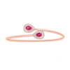 Thumbnail Image 0 of Pear-Shaped Lab-Created Ruby and 0.31 CT. T.W. Diamond Frame Flexible Cuff in Sterling Silver with 14K Rose Gold Plate