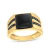 Thumbnail Image 0 of Men's 10.0mm Square Onyx and 0.15 CT. T.W. Black Diamond Double Row Ring in 10K Gold