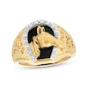 Thumbnail Image 0 of Men's Onyx and 0.12 CT. T.W. Diamond Horse Nugget Ring in 10K Gold