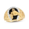 Men's Onyx and 0.12 CT. T.W. Diamond Horse Nugget Ring in 10K Gold