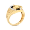 Thumbnail Image 2 of Men's Onyx and 0.12 CT. T.W. Diamond Horse Nugget Ring in 10K Gold