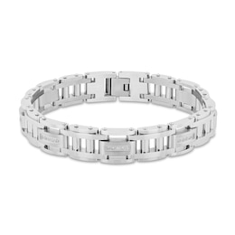 Men's 0.29 CT. T.W. Diamond Link Bracelet in Stainless Steel - 8.62&quot;
