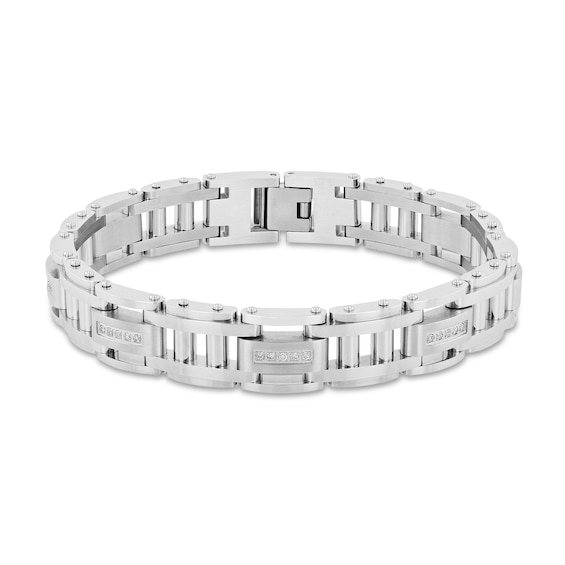 029 CT Tw Diamond Link Bracelet in Stainless Steel  862
