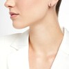 Thumbnail Image 2 of Ombre Amethyst and Quartz Tilted Heart Hoop Earrings in 10K White Gold