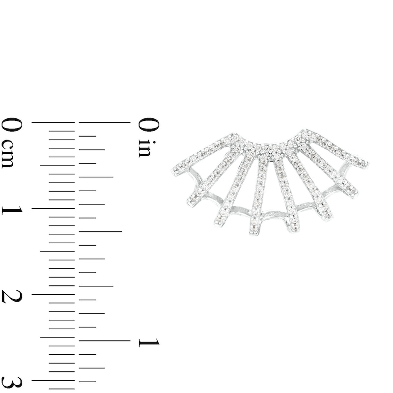 0.50 CT. T.W. Diamond Multi-Row Flared Burst J-Hoop Earrings in Sterling Silver