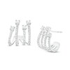 Thumbnail Image 1 of 0.75 CT. T.W. Diamond Four Stem J-Hoop Earrings in Sterling Silver