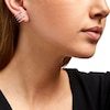 Thumbnail Image 2 of 0.75 CT. T.W. Diamond Four Stem J-Hoop Earrings in Sterling Silver
