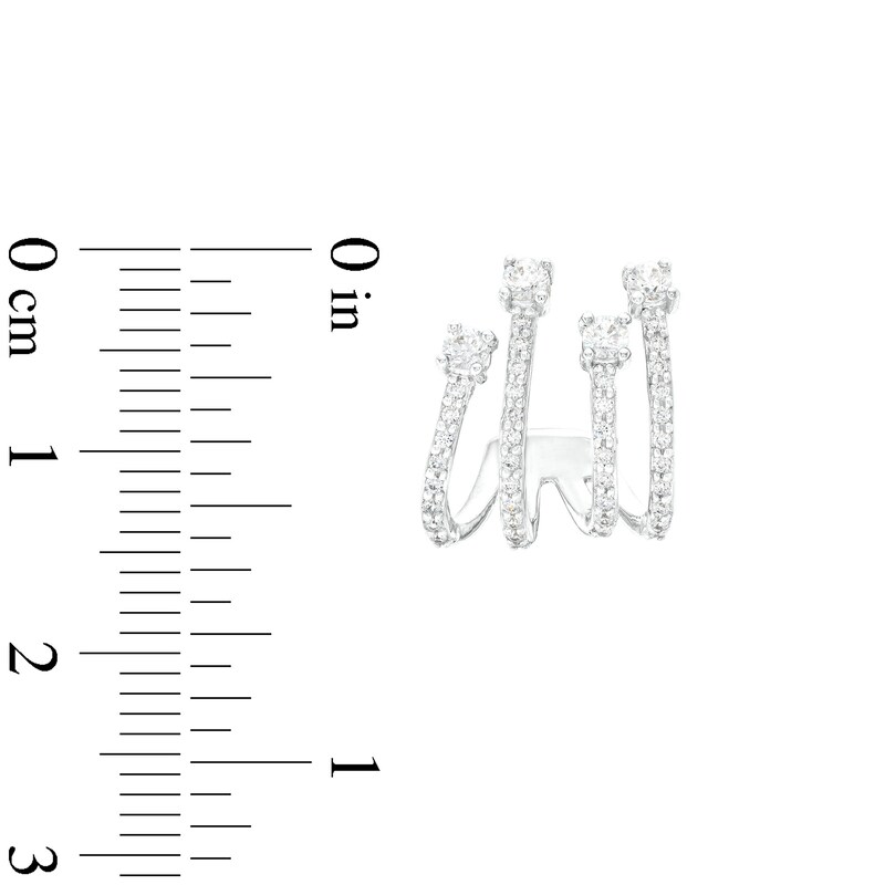 0.75 CT. T.W. Diamond Four Stem J-Hoop Earrings in Sterling Silver