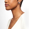 Thumbnail Image 2 of 0.25 CT. T.W. Diamond Four Stem Alternating J-Hoop Earrings in Sterling Silver
