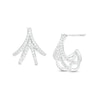 Thumbnail Image 1 of 0.25 CT. T.W. Diamond Double "V" J-Hoop Earrings in Sterling Silver
