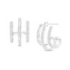 Thumbnail Image 1 of 0.25 CT. T.W. Diamond Triple Stem J-Hoop Earrings in Sterling Silver
