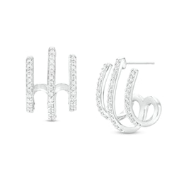 0.25 CT. T.W. Diamond Triple Stem J-Hoop Earrings in Sterling Silver