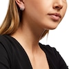 Thumbnail Image 2 of 0.25 CT. T.W. Diamond Triple Stem J-Hoop Earrings in Sterling Silver
