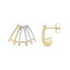 Thumbnail Image 3 of 0.32 CT. T.W. Diamond Flared Multi-Row Beaded J-Hoop Earrings in Sterling Silver with 14K Gold Plate
