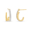 Thumbnail Image 1 of 0.20 CT. T.W. Diamond Double Row J-Hoop Earrings in 10K Gold