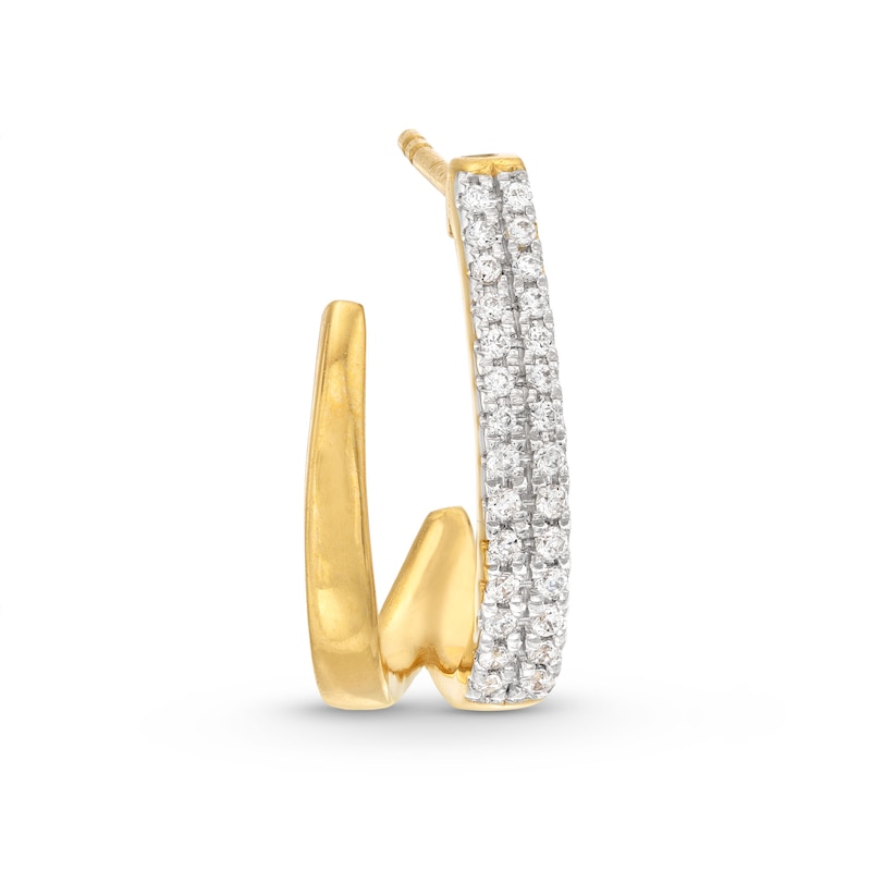 0.20 CT. T.W. Diamond Double Row J-Hoop Earrings in 10K Gold|Peoples Jewellers