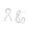 Thumbnail Image 1 of 0.32 CT. T.W. Diamond Loop J-Hoop Earrings in Sterling Silver