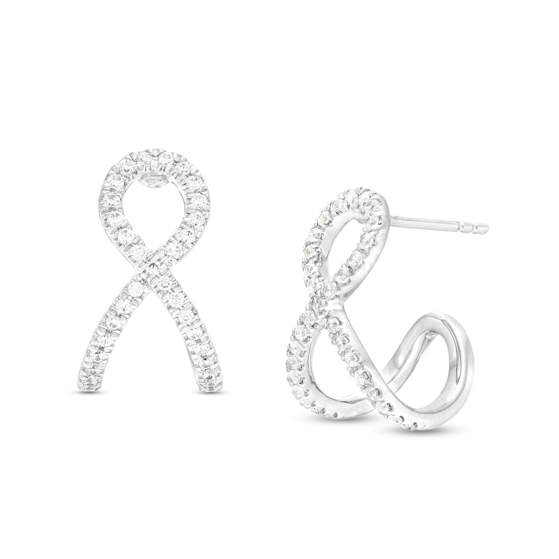 0.32 CT. T.W. Diamond Loop J-Hoop Earrings in Sterling Silver|Peoples Jewellers