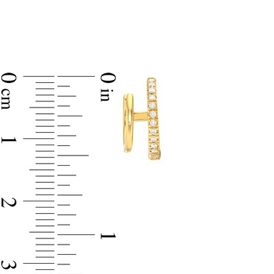 0.16 CT. T.W. Diamond Double-Row Huggie Hoop Earrings in 10K Gold