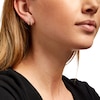 Thumbnail Image 2 of 0.25 CT. T.W. Diamond Curved Triple-Row J-Hoop Earrings in Sterling Silver with 14K Gold Plate