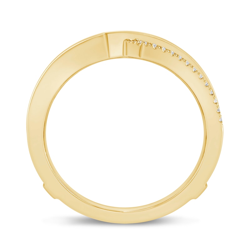 Main Image 3 of 0.117 CT. T.W. Diamond Double Row Cross-Over Solitaire Enhancer in 14K Gold