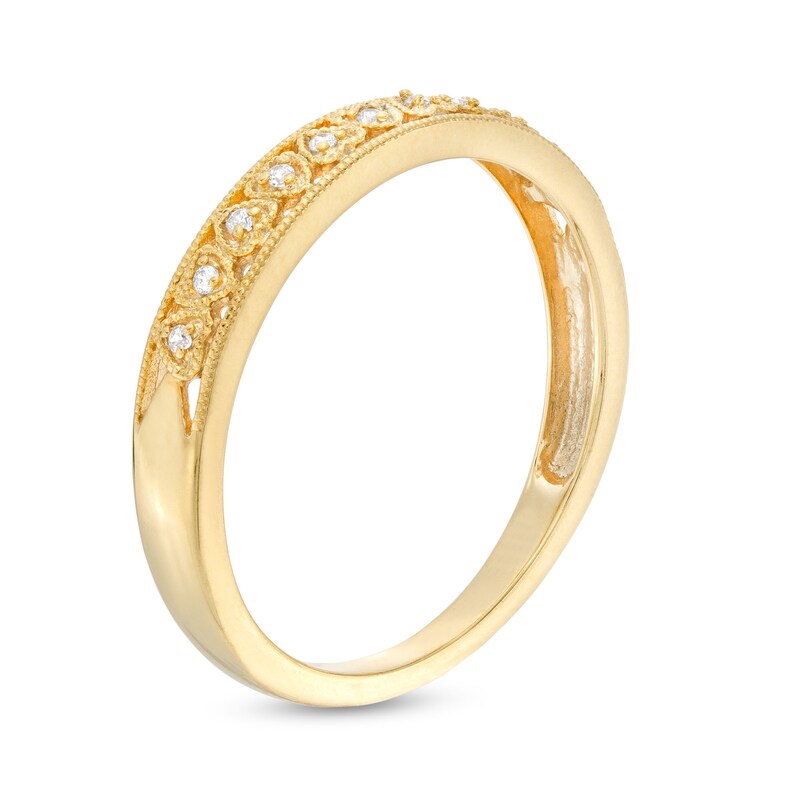 Main Image 3 of 0.05 CT. T.W. Diamond Mirrored Hearts Vintage-Style Stackable Anniversary Band in 10K Gold