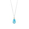 Pear-Shaped Swiss Blue Topaz Solitaire with Rope-Textured Bail Pendant in Sterling Silver and 10K Gold
