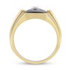 Men's Elongated Cushion-Cut Black Onyx and Diamond Accent Triple Row Ribbed Shank Ring in 10K Gold