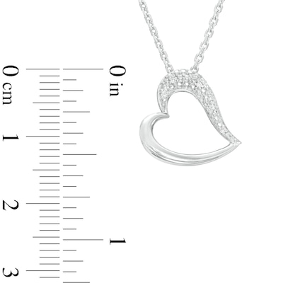 Diamond Accent Sideways Heart Outline Pendant in Sterling Silver