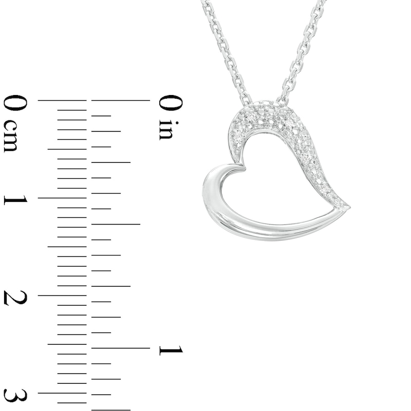 Diamond Accent Sideways Heart Outline Pendant in Sterling Silver