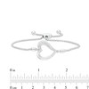 Diamond Accent Sideways Heart Outline Bolo Bracelet in Sterling Silver - 9.5"