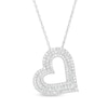 Thumbnail Image 0 of 1.00 CT. T.W. Diamond Tilted Triple Row Layered Heart Outline Pendant in Sterling Silver