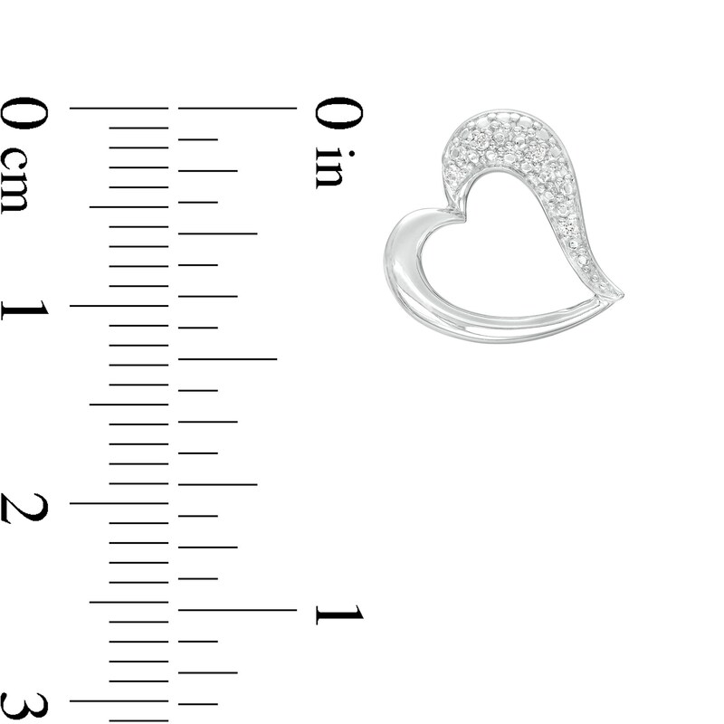 Main Image 3 of Diamond Accent Sideways Heart Outline Stud Earrings in Sterling Silver