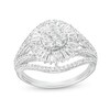 Thumbnail Image 0 of 1.00 CT. T.W. Baguette and Round Diamond Petal Frame Multi-Row Border Split Shank Sunflower Ring in 10K White Gold