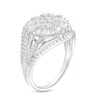 Thumbnail Image 2 of 1.00 CT. T.W. Baguette and Round Diamond Petal Frame Multi-Row Border Split Shank Sunflower Ring in 10K White Gold