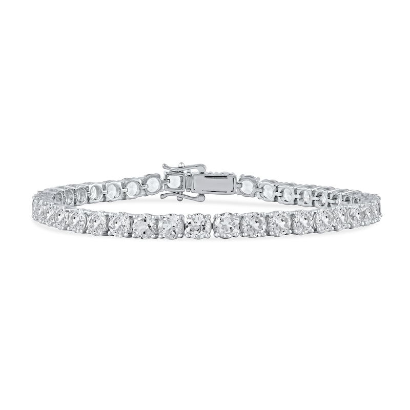 Men's 5.0mm White Lab-Created Sapphire Tennis Bracelet in Sterling Silver - 8.5"|Peoples Jewellers