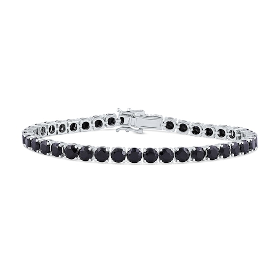 Men's 5.0mm Black Spinel Tennis Bracelet in Sterling Silver - 8.5"